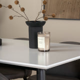 Jídelní stůl Jimmy – černá/bílá židle HPL+sametové stehy – černá/šedá mikrovlákno_4