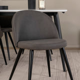 Jídelní stůl Jimmy – černá/bílá židle HPL+sametové stehy – černá/šedá mikrovlákno_4