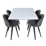Jídelní stůl Jimmy – černá/bílá židle HPL+sametové stehy – černá/šedá mikrovlákno_4