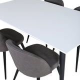 Jídelní stůl Jimmy – černá/bílá židle HPL+sametové stehy – černá/šedá mikrovlákno_4