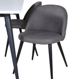 Jídelní stůl Jimmy – černá/bílá židle HPL+sametové stehy – černá/šedá mikrovlákno_4