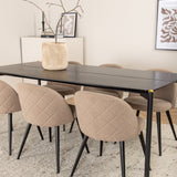 Jídelní stůl Pelle - Černá / černá Židle Black+Velvet Stitches - Černá / Béžová látka (polyesterové prádlo)_6