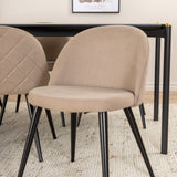 Jídelní stůl Pelle - Černá / černá Židle Black+Velvet Stitches - Černá / Béžová látka (polyesterové prádlo)_6