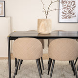 Jídelní stůl Pelle - Černá / černá Židle Black+Velvet Stitches - Černá / Béžová látka (polyesterové prádlo)_6