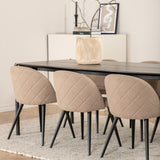 Jídelní stůl Pelle - Černá / černá Židle Black+Velvet Stitches - Černá / Béžová látka (polyesterové prádlo)_6