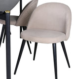 Jídelní stůl Pelle - Černá / černá Židle Black+Velvet Stitches - Černá / Béžová látka (polyesterové prádlo)_6