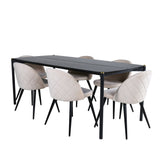 Jídelní stůl Pelle - Černá / černá Židle Black+Velvet Stitches - Černá / Béžová Velvet_6