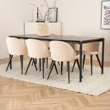 Jídelní stůl Pelle - Černá / černá Židle Black+Velvet Stitches - Černá / Béžová Velvet_6