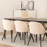 Jídelní stůl Pelle - Černá / černá Židle Black+Velvet Stitches - Černá / Béžová Velvet_6