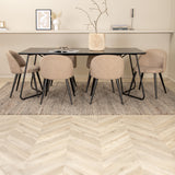 Jídelní stůl Petra - černá / černá dýha + židle se sametovými stehy - černá / béžová látka (polyesterové prádlo)_6