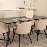 Jídelní stůl Petra - černá / černá dýha + židle se sametovými stehy - černá / béžová látka (polyesterové prádlo)_6