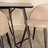 Jídelní stůl Petra - černá / černá dýha + židle se sametovými stehy - černá / béžová látka (polyesterové prádlo)_6