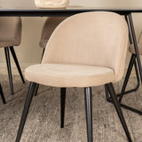 Jídelní stůl Petra - černá / černá dýha + židle se sametovými stehy - černá / béžová látka (polyesterové prádlo)_6