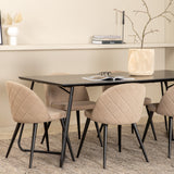 Jídelní stůl Petra - černá / černá dýha + židle se sametovými stehy - černá / béžová látka (polyesterové prádlo)_6