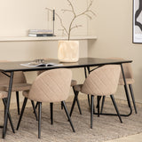 Jídelní stůl Petra - černá / černá dýha + židle se sametovými stehy - černá / béžová látka (polyesterové prádlo)_6