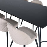 Jídelní stůl Petra - černá / černá dýha + židle se sametovými stehy - černá / béžová látka (polyesterové prádlo)_6