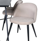 Jídelní stůl Petra - černá / černá dýha + židle se sametovými stehy - černá / béžová látka (polyesterové prádlo)_6