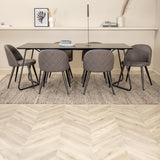 Jídelní stůl Petra - černá / černá dýha + židle se sametovými stehy - černá / šedá mikrovlákno_6