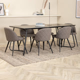 Jídelní stůl Petra - černá / černá dýha + židle se sametovými stehy - černá / šedá mikrovlákno_6