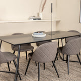 Jídelní stůl Petra - černá / černá dýha + židle se sametovými stehy - černá / šedá mikrovlákno_6