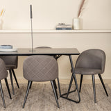 Jídelní stůl Petra - černá / černá dýha + židle se sametovými stehy - černá / šedá mikrovlákno_6