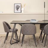 Jídelní stůl Petra - černá / černá dýha + židle se sametovými stehy - černá / šedá mikrovlákno_6