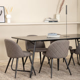 Jídelní stůl Petra - černá / černá dýha + židle se sametovými stehy - černá / šedá mikrovlákno_6