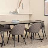 Jídelní stůl Petra - černá / černá dýha + židle se sametovými stehy - černá / šedá mikrovlákno_6