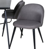 Jídelní stůl Petra - černá / černá dýha + židle se sametovými stehy - černá / šedá mikrovlákno_6