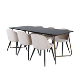 Jídelní stůl Petra , Židle Distressed Copper Černá dýha + sametové stehy , Black Beige Velvet_6