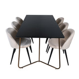 Jídelní stůl Petra , Židle Distressed Copper Černá dýha + sametové stehy , Black Beige Velvet_6