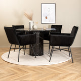 Kulatý jídelní stůl Marbs - Černá / Černé sklo Marble+Židle Petra - Černá / Černá Velvet_4