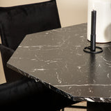 Kulatý jídelní stůl Marbs - Černá / Černé sklo Marble+Židle Petra - Černá / Černá Velvet_4