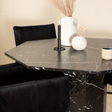 Kulatý jídelní stůl Marbs - Černá / Černé sklo Marble+Židle Petra - Černá / Černá Velvet_4