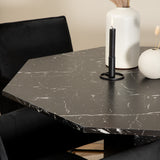 Kulatý jídelní stůl Marbs - černá / černá skleněná židle Marble+Petra - měď / černý samet_4