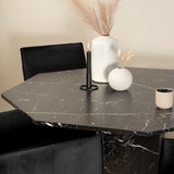 Kulatý jídelní stůl Marbs - černá / černá skleněná židle Marble+Petra - měď / černý samet_4