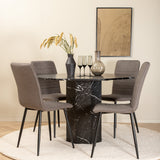 Kulatý jídelní stůl Marbs - černá / černá skleněná židle Marble+Windu Lyx - černá / šedá mikrovlákno_4