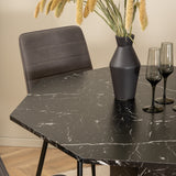 Kulatý jídelní stůl Marbs - černá / černá skleněná židle Marble+Windu Lyx - černá / šedá mikrovlákno_4