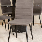 Kulatý jídelní stůl Marbs - černá / černá skleněná židle Marble+Windu Lyx - černá / šedá mikrovlákno_4