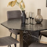 Kulatý jídelní stůl Marbs - černá / černá skleněná židle Marble+Windu Lyx - černá / šedá mikrovlákno_4