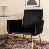 Pillan oválný jídelní stůl , černé černé sklo mramor + židle Petra , distressed měď černý samet_4