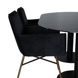 Pillan oválný jídelní stůl , černé černé sklo mramor + židle Petra , distressed měď černý samet_4