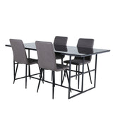 Jídelní stůl Leif - černá / černá kouřové kouřové sklo + židle Windu Lyx - černá / šedá Micro Fibre_4