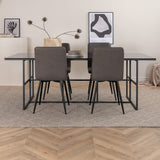 Jídelní stůl Leif - černá / černá kouřové kouřové sklo + židle Windu Lyx - černá / šedá Micro Fibre_4