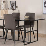 Jídelní stůl Leif - černá / černá kouřové kouřové sklo + židle Windu Lyx - černá / šedá Micro Fibre_4