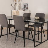 Jídelní stůl Leif - černá / černá kouřové kouřové sklo + židle Windu Lyx - černá / šedá Micro Fibre_4