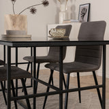 Jídelní stůl Leif - černá / černá kouřové kouřové sklo + židle Windu Lyx - černá / šedá Micro Fibre_4