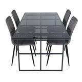 Jídelní stůl Leif - černá / černá kouřové kouřové sklo + židle Windu Lyx - černá / šedá Micro Fibre_4