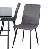 Jídelní stůl Leif - černá / černá kouřové kouřové sklo + židle Windu Lyx - černá / šedá Micro Fibre_4