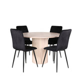 Kulatý jídelní stůl Bianca - White Wash / Černá dýha + židle Windu Lyx - Black / Black Velvet_4